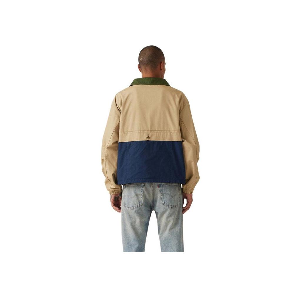 Levis Simple Comfortable Versatile Color-Block Casual Loose Long Sleeve Jacket Men Jacket Blue-Brown Green 001HW-0000
