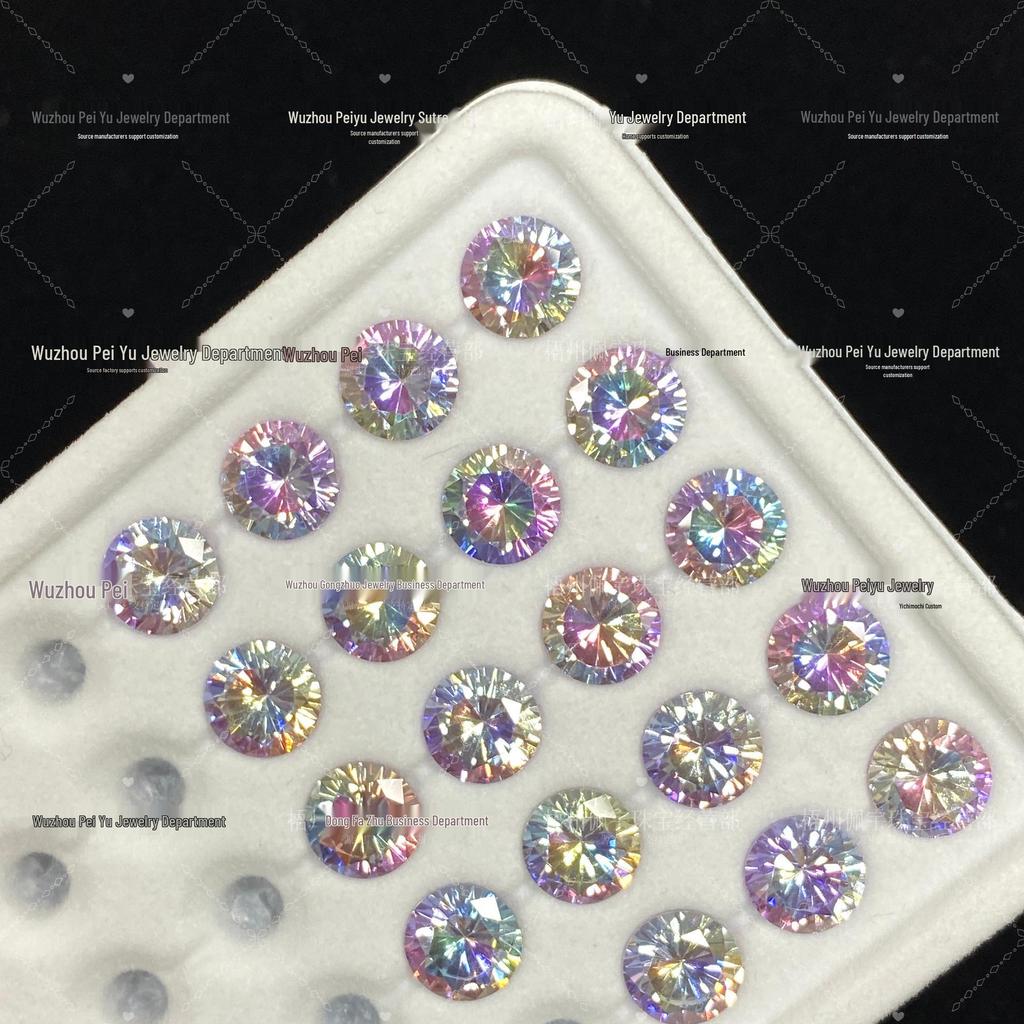 6/8mm Round Gradient Zircon Earrings: Sparkly DIY Nail Art Jewelry with Eight Hearts & Arrows Design