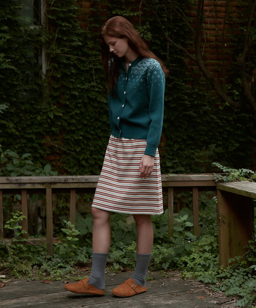 Seutyudioaenpaleukeu Multi Stripe Jersey Skirt_Green