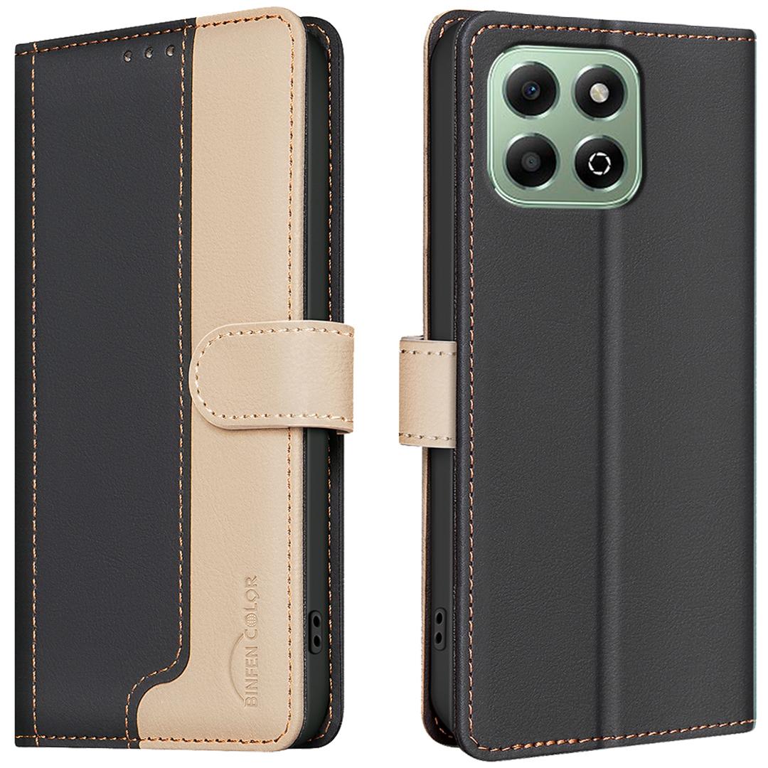 

BINFEN COLOR BF33 for Honor X6b 4G Wallet Case Splicing Color Leather Phone Cover Black