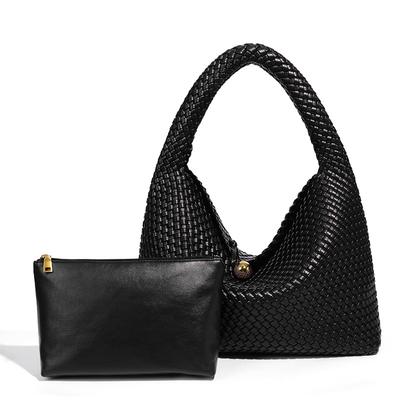 Bolsa Feminina da Moda Pequena Bola Dourada Tecida à Mão com Textura, Moderna e Nicho, Bolsa de Ombro Único Axilar, Bolsa de Mão de Grande Capacidade