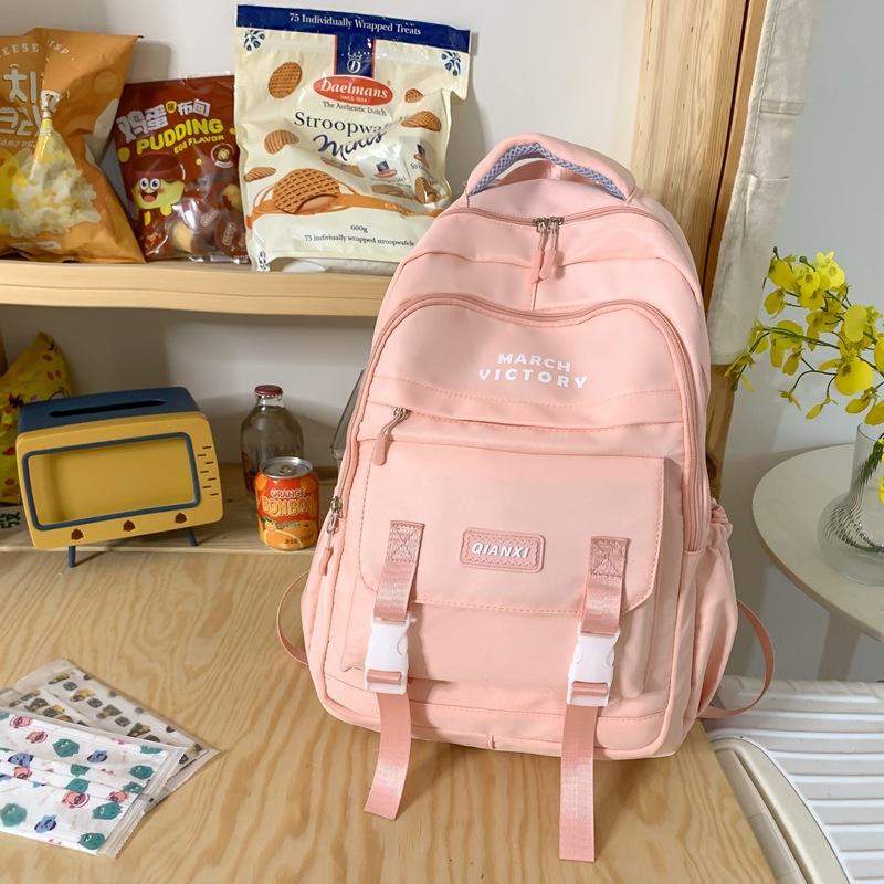 

Школьный рюкзак для учениц средней школы Легкий и простой Рюкзак большой вместимости Рюкзак для ученицы средней школы розовый