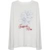 Women's Casual Long Sleeve Crew Neck Printed T-Shirt - Slimming, Sun Protection, Loose Fit, White Summer Cover-up.