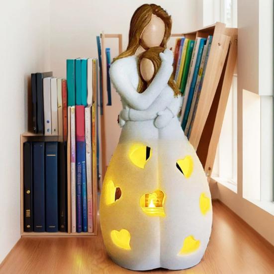 Candlestick Hollow Love Pattern LED Light Living Room Ambiance Lamp Warm Touch Resin Lamp Home Decor Mother Day Gift