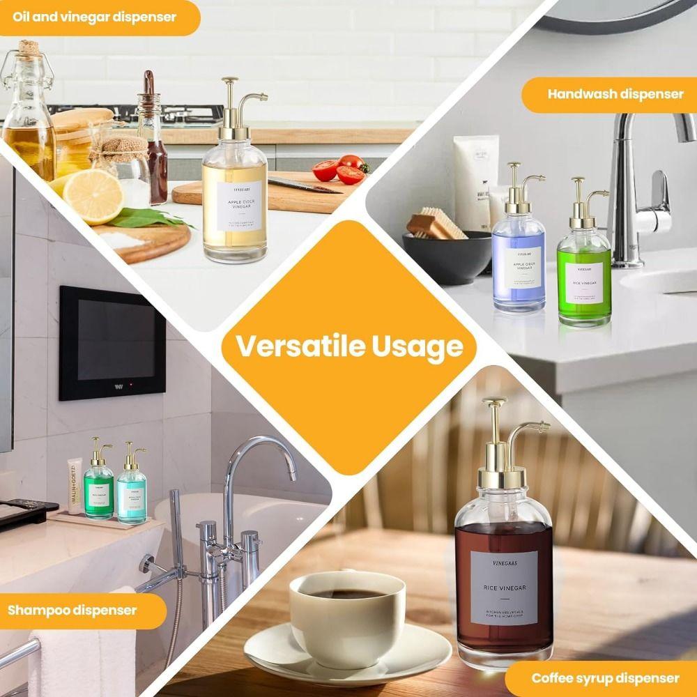 Upgraded Pump 16 Oz Coffee Syrup Dispenser Clear Glass Hand Soap Dispenser Maple