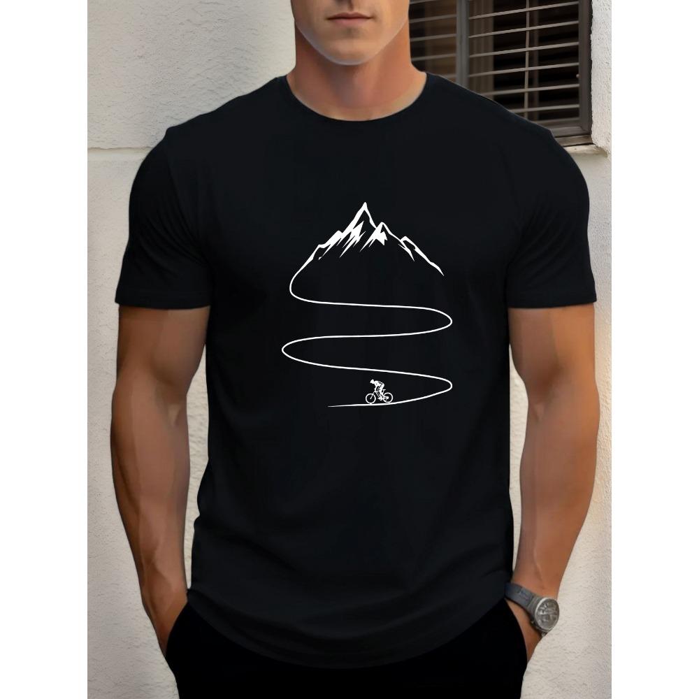 Fashionable Bicycle Hiking Pattern Printed Casual Top