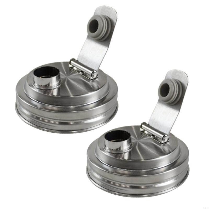 

Rustproof Jar Lid With Pour Spout For Beverage Dispensing Kitchen Gadget Stainless Steel Seal Cover X3UC