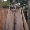 Johnature Dames Vintage Winter O-hals Lange Mouwen Jassen Knopen Patchwork Zakken Chinese Stijl Dames Jassen