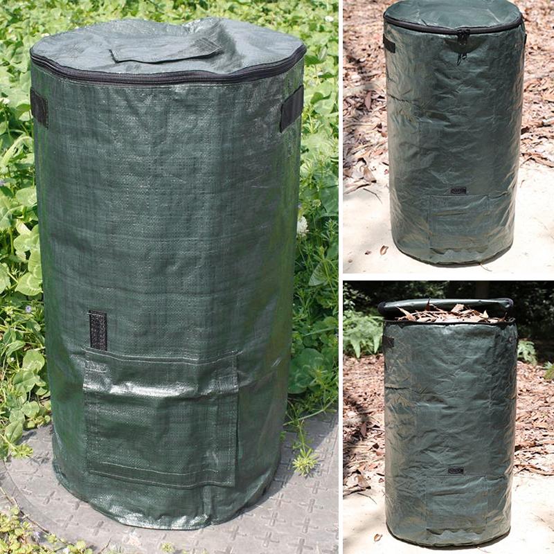 35*60cm Garden Composter Eco-Friendly Bio Fermentation Bag with Zipper and Double Handles Collapsible Compost Bin Waste Bucket