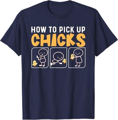 Streetwear How To Pick Up Chicks T-shirt Women Men's Vintage Design Tee Casual Trendy Oversized Loose Unisex Gift Dad Joke Top