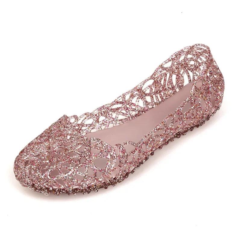 

Baotou Sandals Summer Bling Crystal Hollow Jelly Shoes Жіноче взуття на плоскій м’якій підошві Пляжне взуття Взуття на платформі Sandalias De Mujer 40