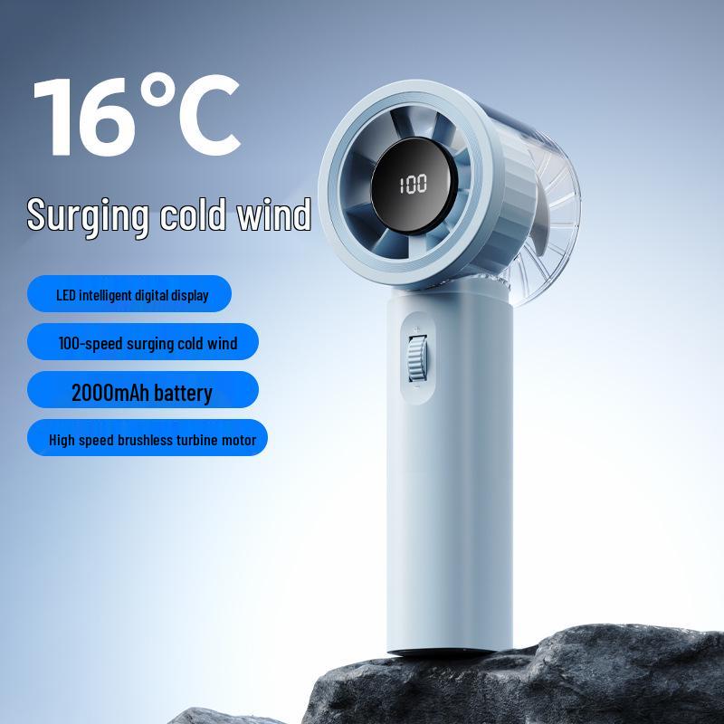 Compact High-Speed Handheld Electric Fan with Digital Display & Long Battery Life - Customizable Gift with Strong Wind Power for Outdoor Use