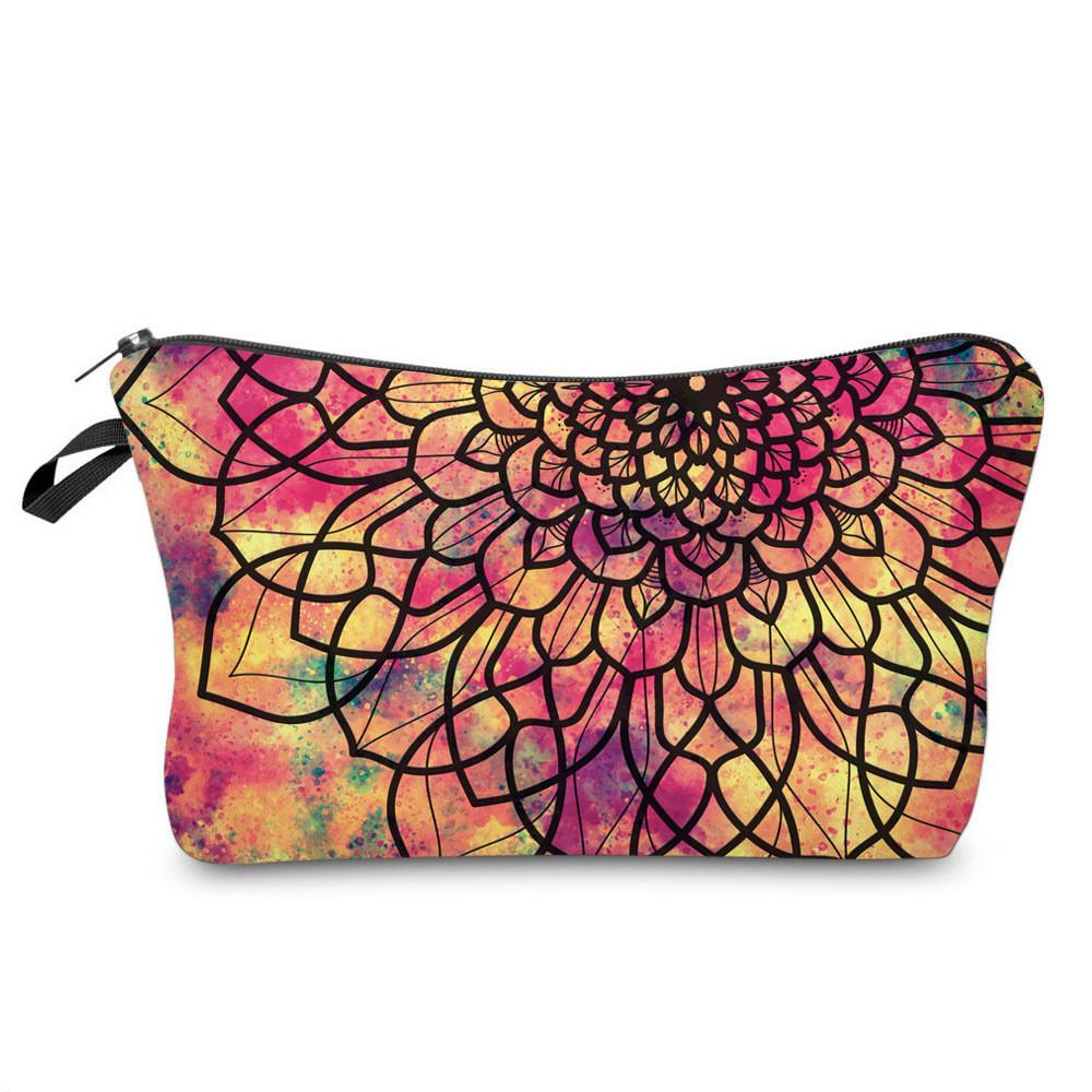 Mandala Makeup Bag Printed Multi Functional Portable Travel Storage Pouch Wash