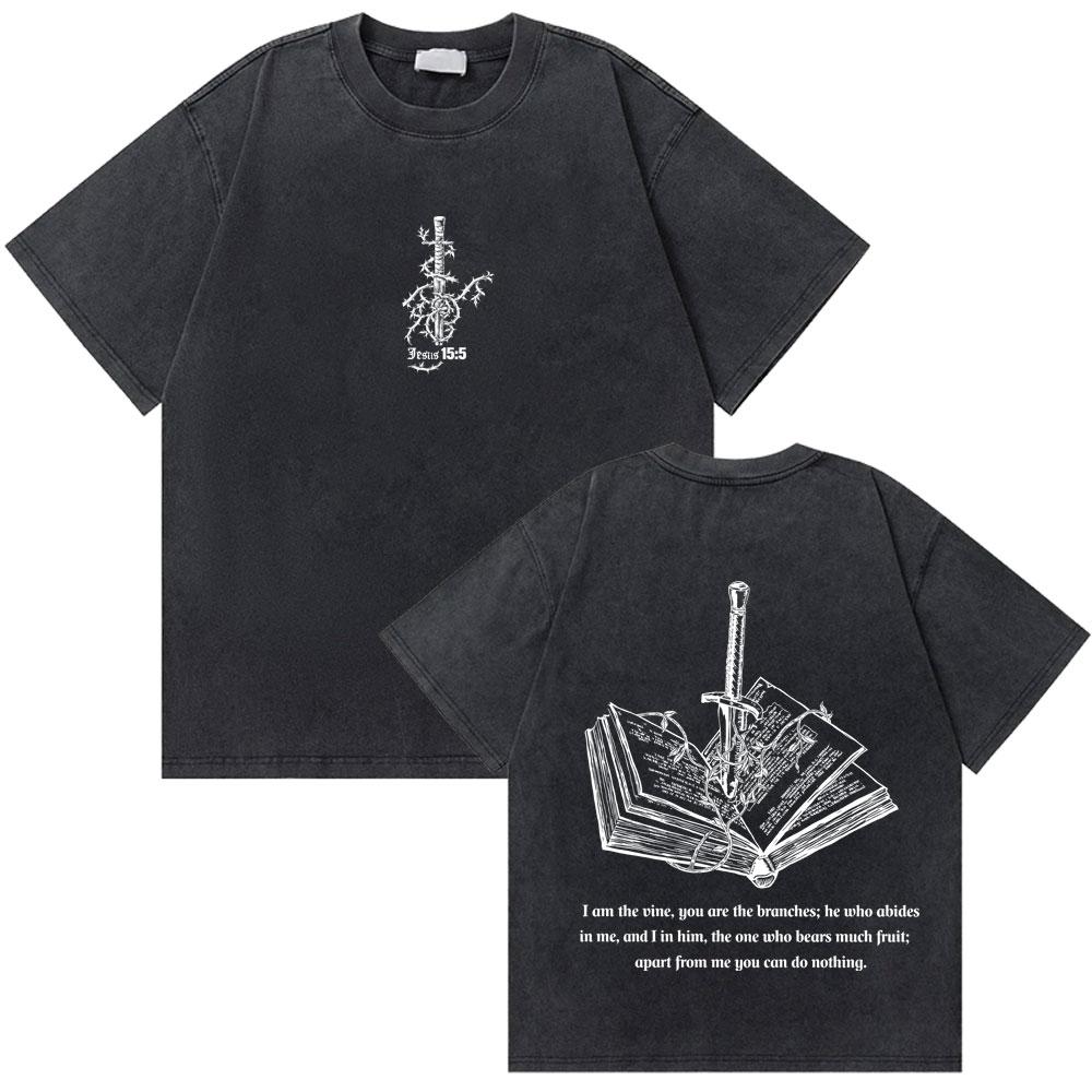 Gewaschenes Vintage Christian Jesus Grafik T-Shirt für Herren Hohe Qualität Baumwolle T-Shirts Herren Hip Hop Gothic Oversized T-Shirt Streetwear