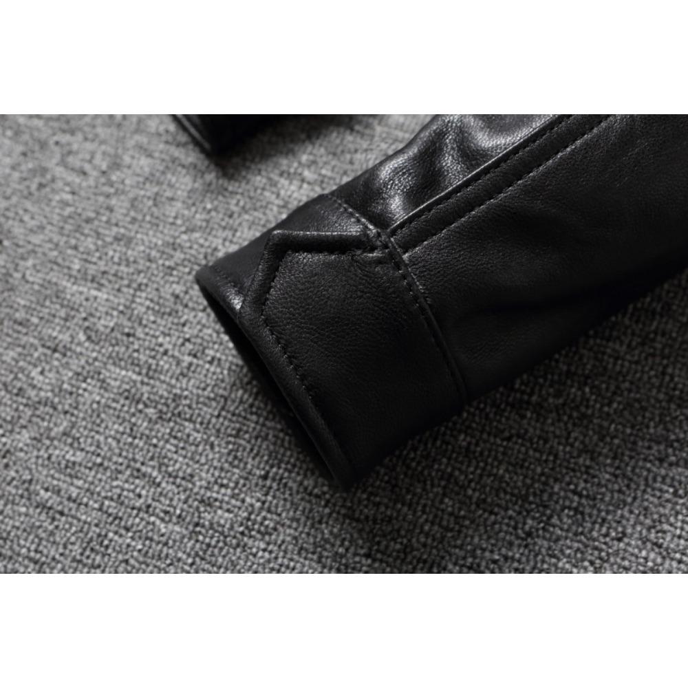 Chinese Size Men Leather Jacket Uncoated Goatskin Leather Soft Slim Spring Autumn
