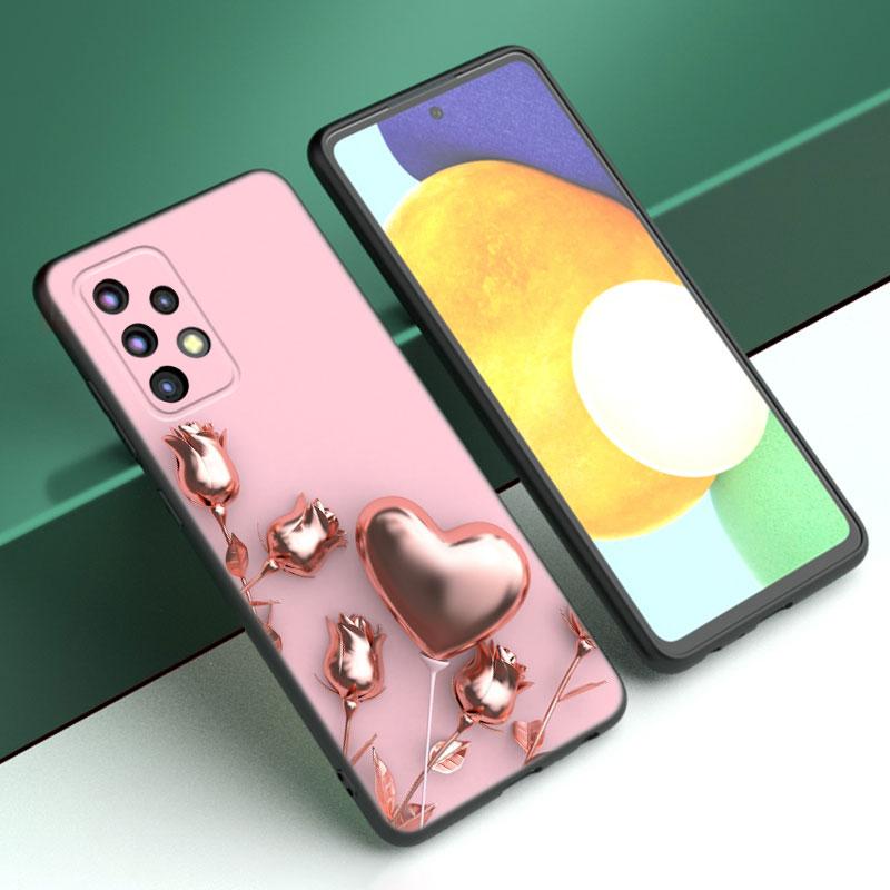 Love Rose Gold Style Phone Case For Samsung A04 A21 A30 A50 A52 S A13 A14 A22 A23 A32 A53 A73 5G A11 A12 A31 A33 A51 A70 A71 A72