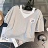 Summer Dopamine Casual Sports Suit Western Style Youthful-Looking Fake Two-Piece Top High Waist Shorts Two-Piece Thin