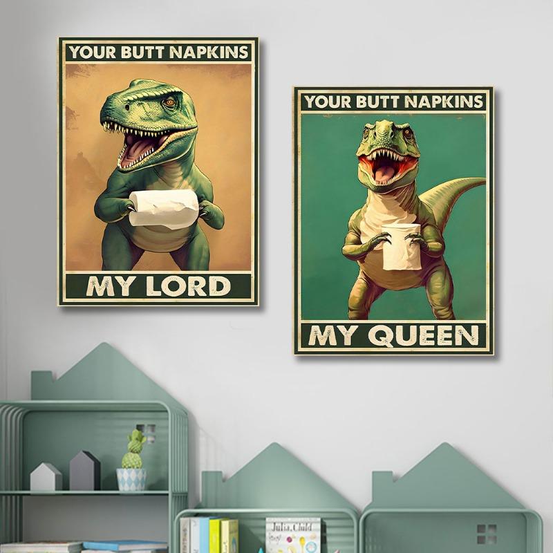 Funny T-Rex Bathroom Wall Decor Poster Perfect Dinosaur Canvas Prints for Bathroom Wall Art Home Decor Paintings