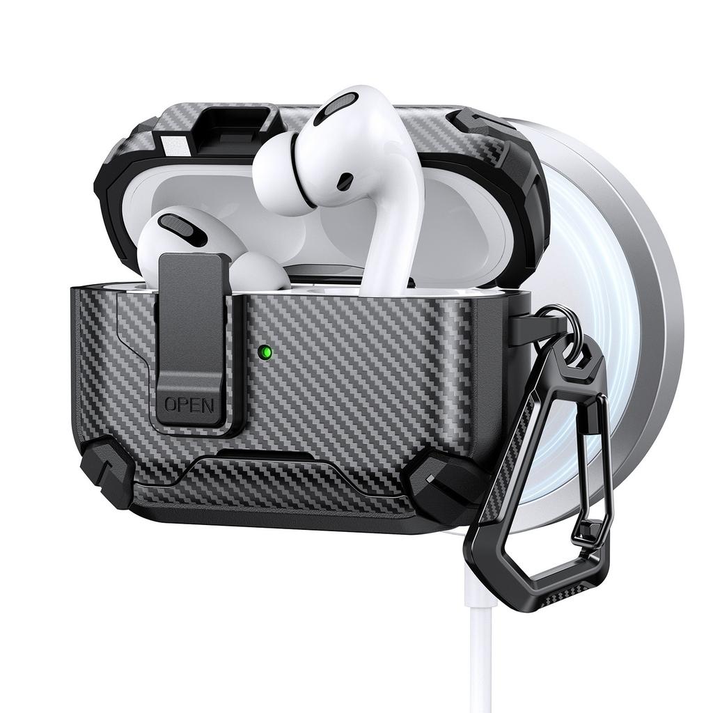 Shockproof Secure Lock Clip Case Cover for AirPods Pro 2 & AirPods 4 with Phone Holder Compatible with Air Pods 4th Pro2 Case