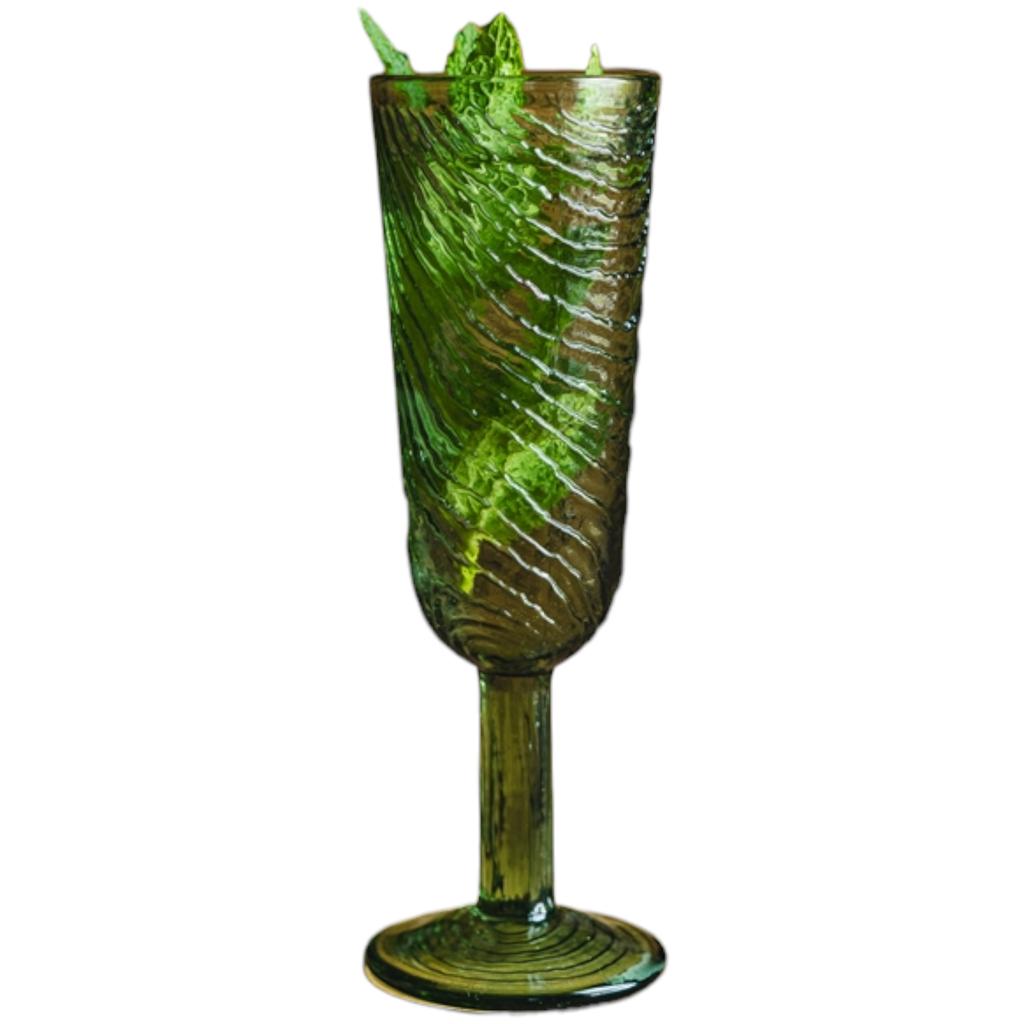Champagne Glass, Wood Slice Pattern, Arbre Green Design
