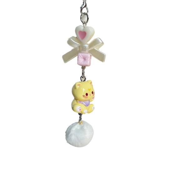 Bag Pendant Lightweight Mini Cat Furry Ball Charm Key Chain with Bow Decoration Mobile Phones Keychains Gift