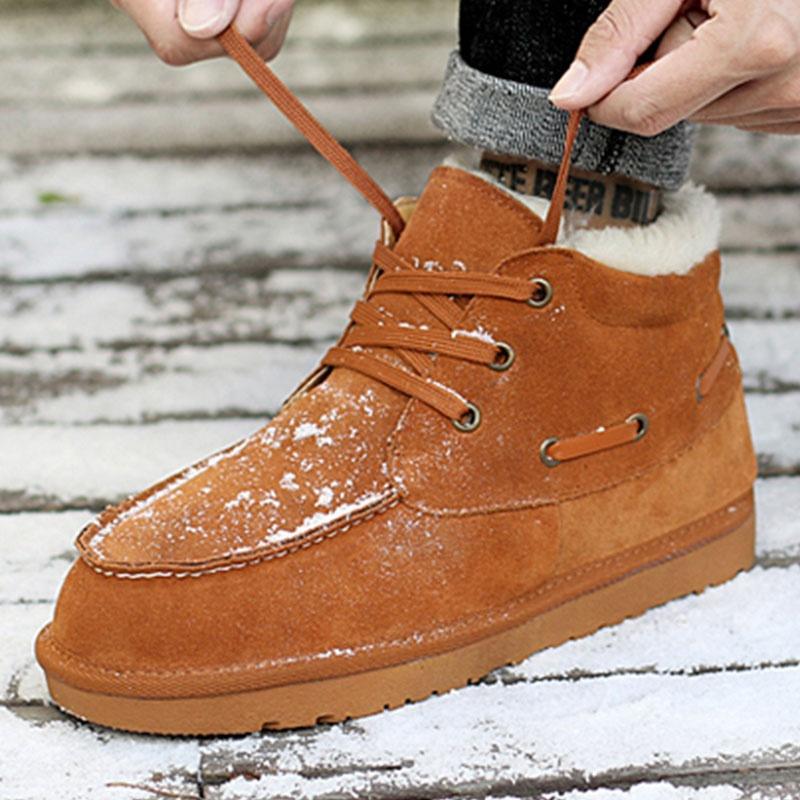 Men's Casual Snow Boots Fashion Warm Velvet Vintage Classic Footwear