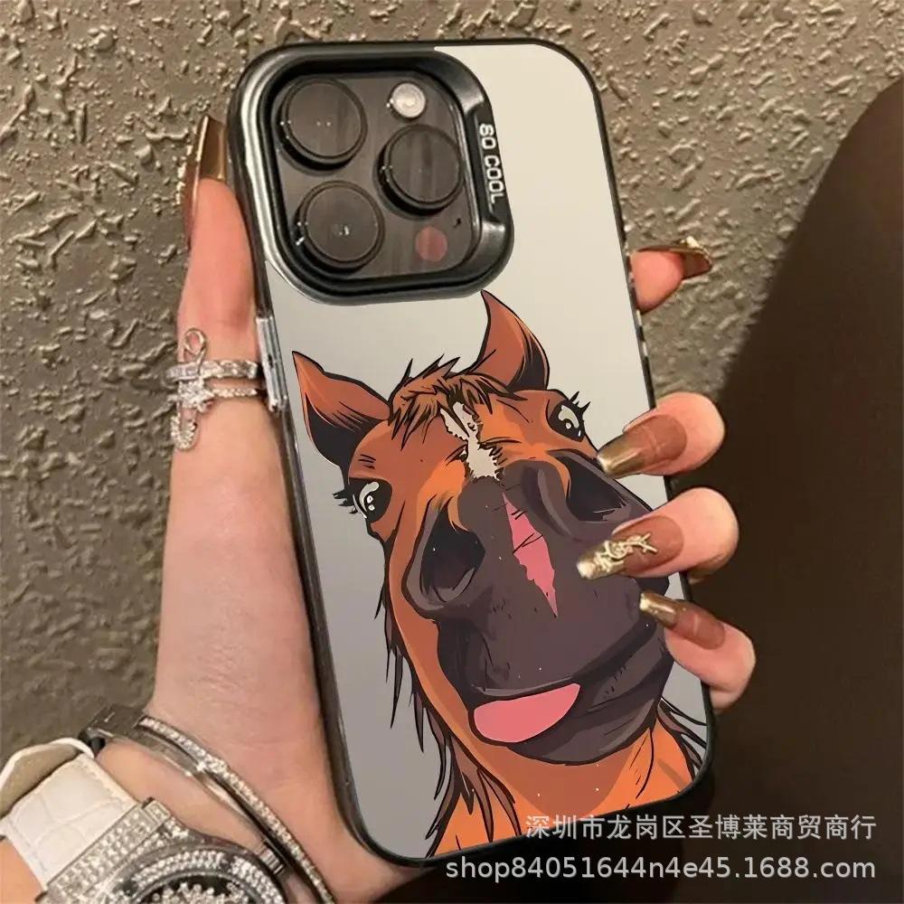 Tongue Horse for Apple 15 Color Silver iPhone14promax Creative 13/11 Matte 16 Protective Case 17