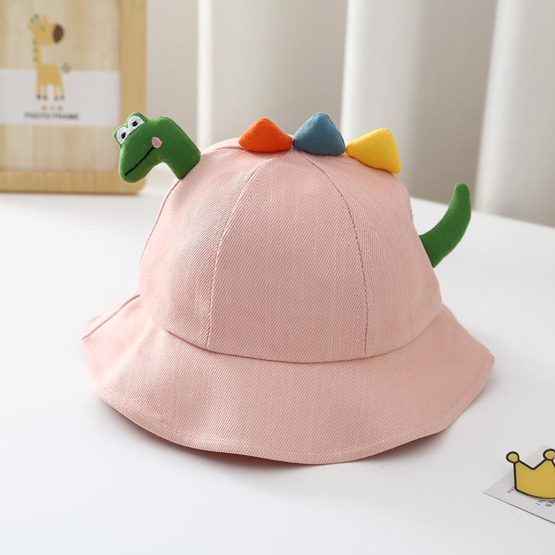 Cappello a secchiello 3D con cartone animato di dinosauro per bambini, cotone spazzolato, unisex, cappello da sole per bambini per primavera e autunno