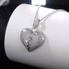 Full Paved Broken Heart Split Pendant Hip Hop Twisted Rope Chain Women Men Clavicle Necklace