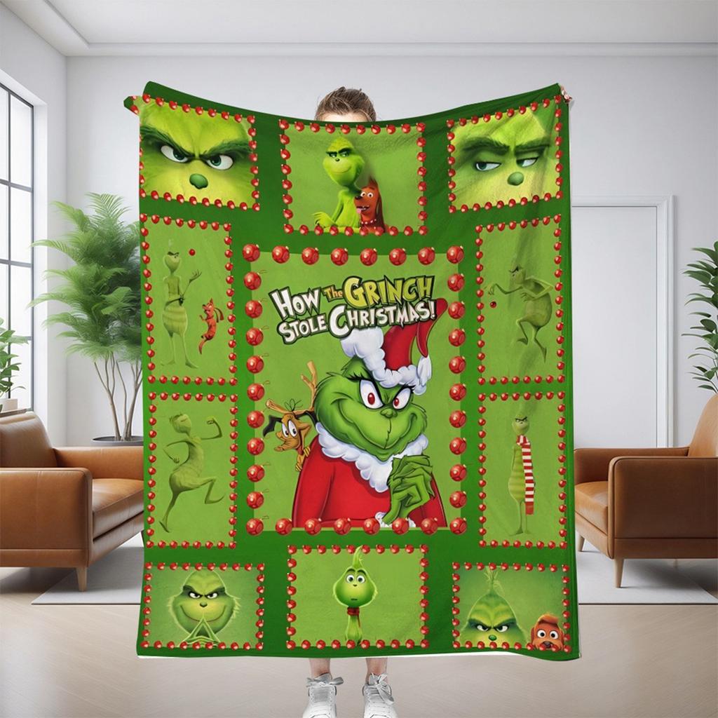 Flannel Blanket Digital Print For Midday Rest Blanket, Christmas Cartoon Air-conditioned Blanket.