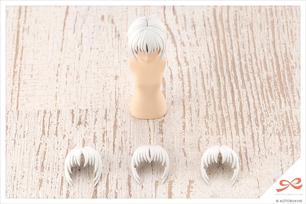 After-School 1/10 Scale Short Wig A Plastic Model Kit - White & Chocolate Brown