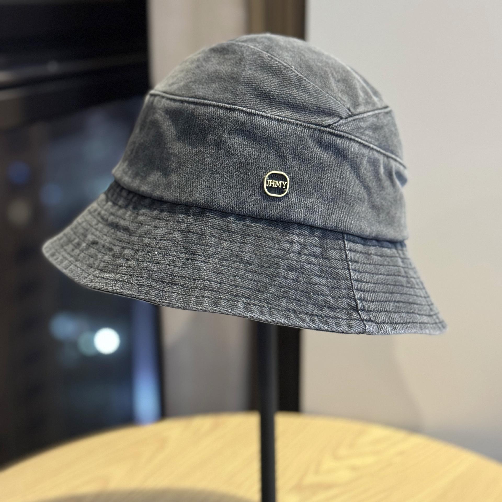 

2026Simple retro washed distressed fisherman hat for women, new spring-summer style, makes the face look smaller, versatile sun-shading bucket hat Adult54-60Adjustable чёрный