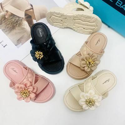 Children's Slippers Summer Boys and Girls Children Home Cute Flowers Soft Bottom Cool Slippers One Word Flat Bottom Children's Slippers