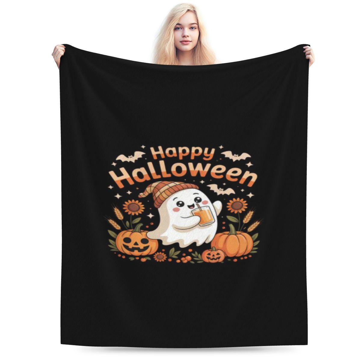 Cute Ghost Reading Book Lovers Halloween Ghost Coffee Personalized Soft Gift An UltraSoft Micro Fleece Blanket 75x100cm 30x40in
