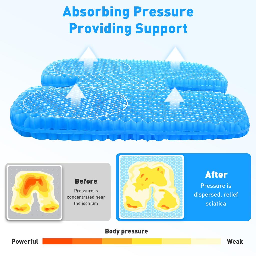 TITIROBA Gel Zero Honeycomb Flott for Respekt for Eldre Arbeid Hjemmefra Trekk 22FC018 Pute, Ergonomisk, Tyngdekraft, Struktur, Ikke-Klam, Dag,