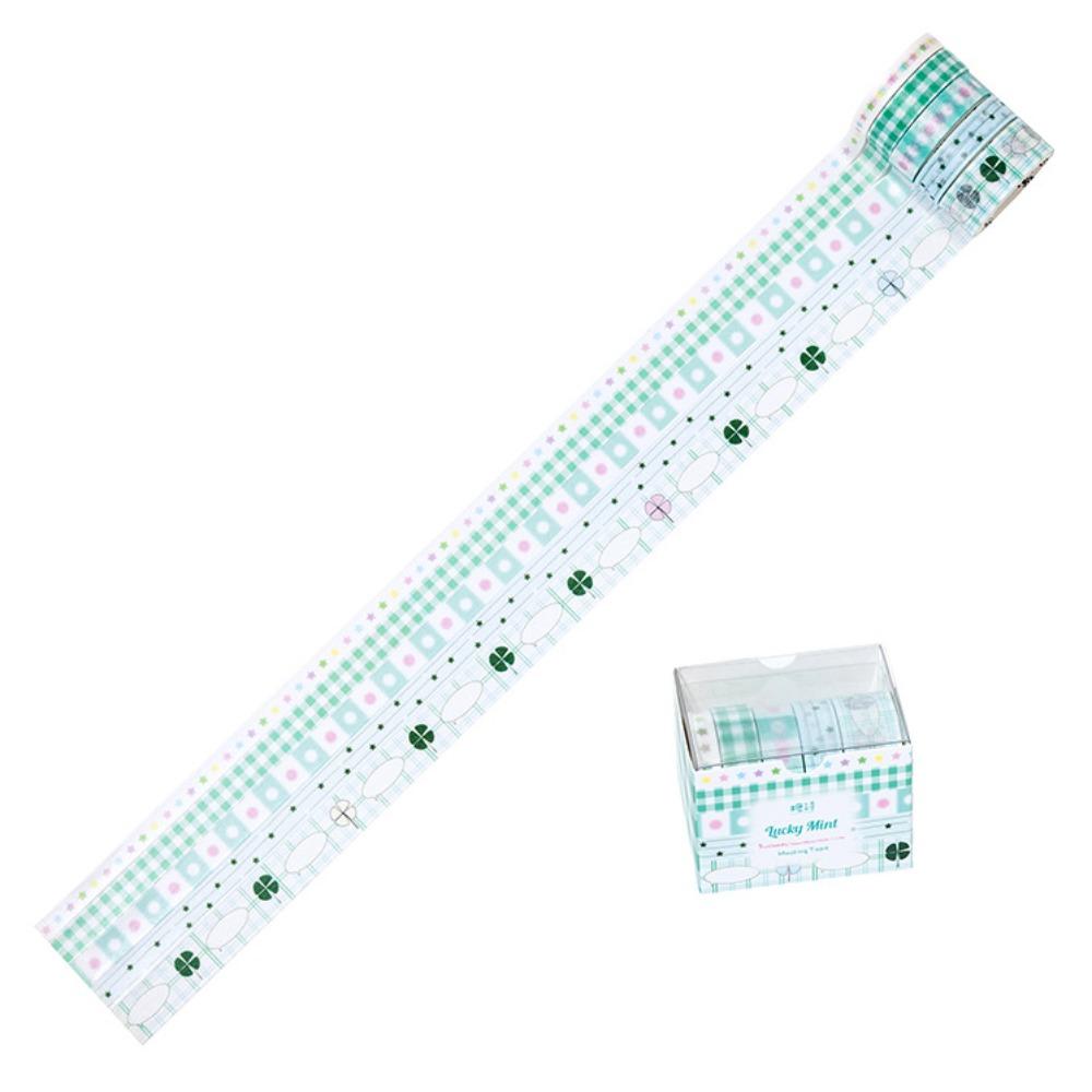 

5 рулонів скрапбукінгу наклейки DIY маскувальна стрічка креативний набір васі-стрічок шкільне канцелярське приладдя Lucky Mint