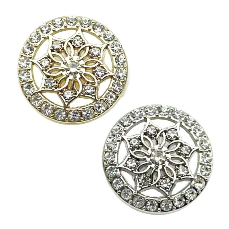 10pcs Diamond Inlaid Flower Metal Button Sewing Scrapbooking Clothing Leather Bag DIY Craft Sweater Decorative Button 20MM