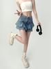 Women's High Waist Ruffle Denim Mini Skirt - Summer A-line Bodycon Fishtail