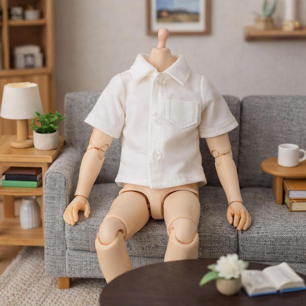 1/12 Scale Figure Short Sleeved Shirt Costume, Miniature Handmade Doll Clothes for 6" Model
