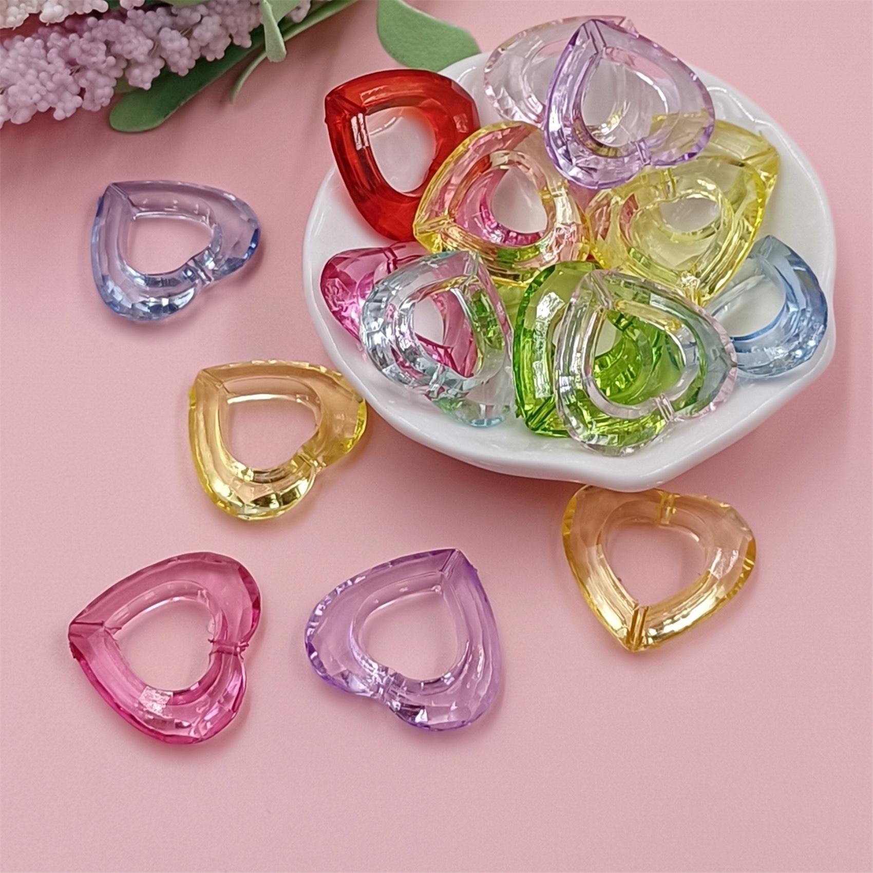 

Для изготовления ювелирных изделий акриловые принадлежности ручной работы 10 шт. полые бусины в форме сердца DIY аксессуары изготовленные свободные бусины ярких цветов