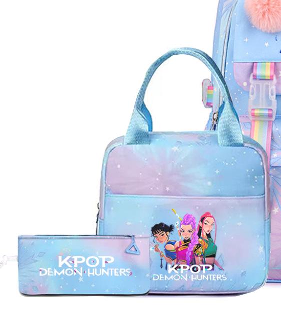 Backpack Student Kpop Witch Hunter Cartoon Schoolbag Three-Piece Backpack Print Ship according to the picture