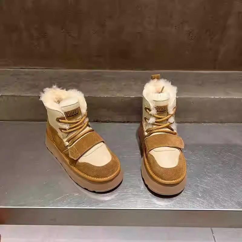 Fashion New Platform High Heels Snow Boots Women Cotton Shoes 2025 Trend Brand Fashion Ankle Boots Winter Warm Short Plush Zapatos Mujer