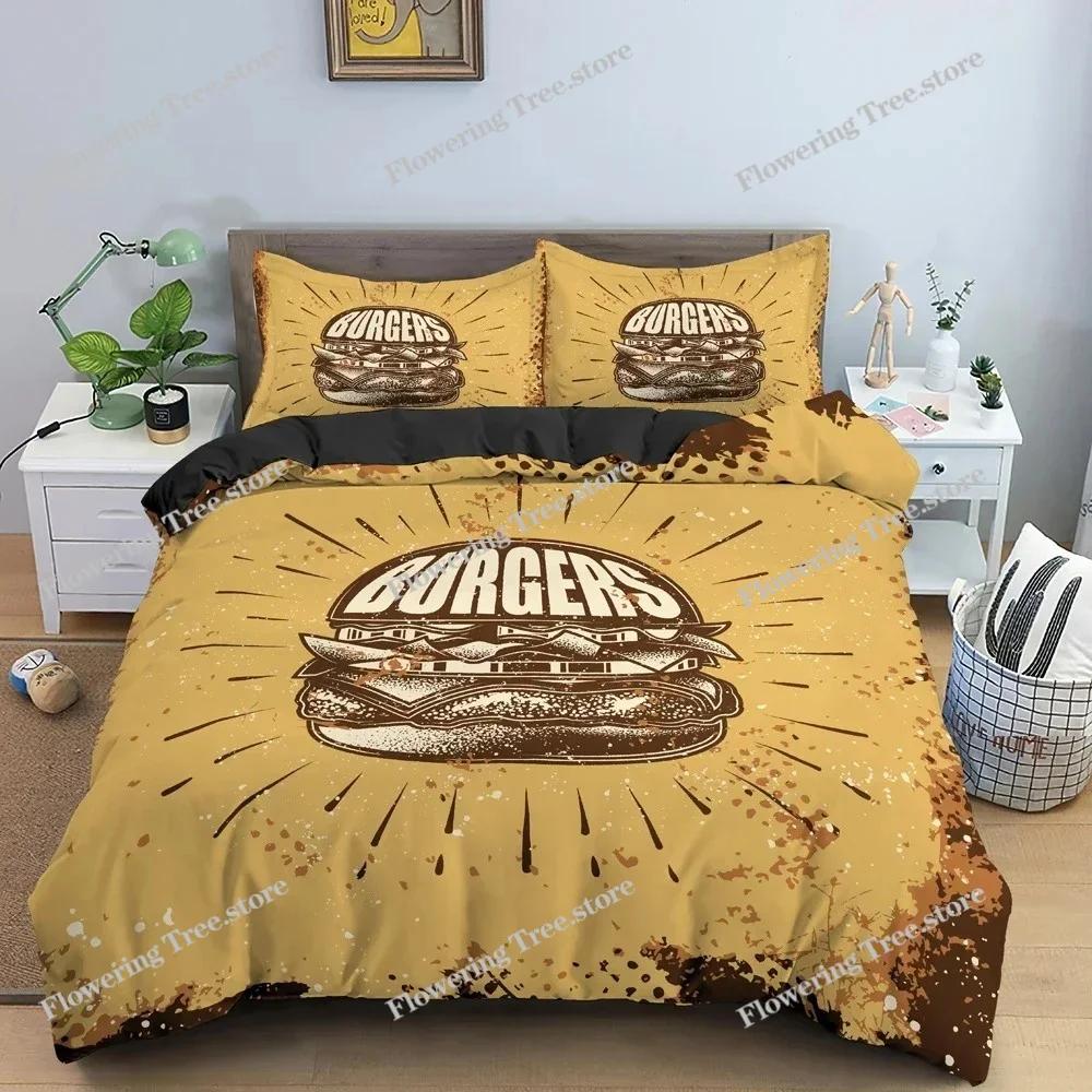 Grunge Hintergrund Illustration Bettbezug Set 3D Retro Bettwäsche Set mit Kissenbezug King Queen Twin Größe Bettwäsche