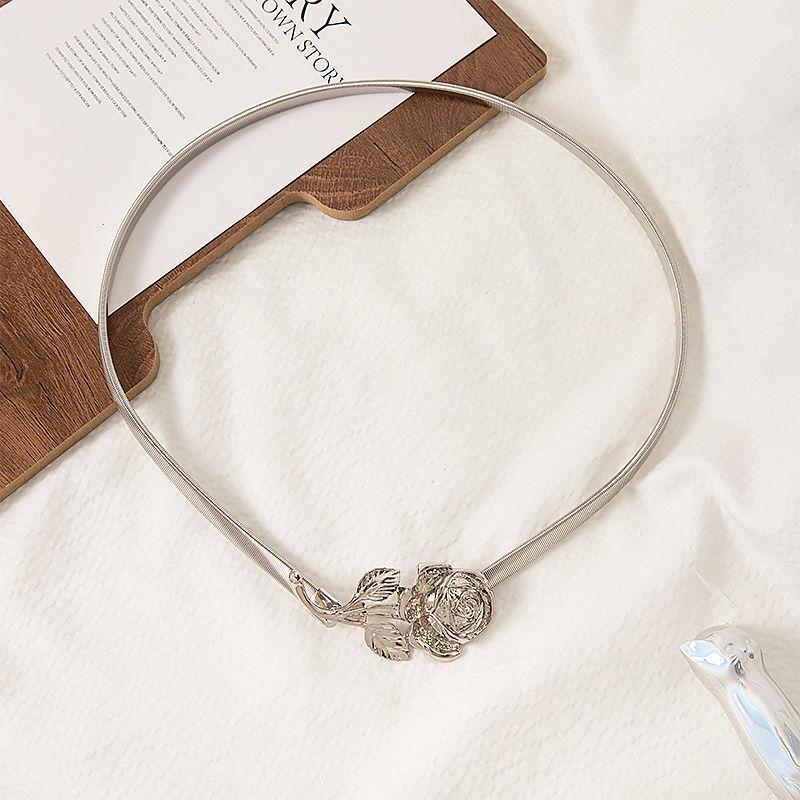 

Винтажный эластичный пояс на талию в потрясающем серебристо-розовом цвете для современных любителей моды Rose Silver Band