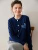 Women's Blueberry Embroidered Cashmere Cardigan, Autumn/Winter 2026 Edition, Round Neck, Short Jacket in Gentle Style