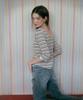 ROEM [Roem X Eunchae] Striped Scoop Neck T-Shirt Rmhwg26Yt3