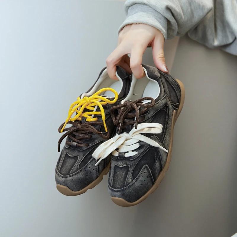 Mode Dames Sneakers Nieuw Echt Suède Leer Retro Duitse Trainingsschoenen Dames Platte Casual Schoenen Dames Ademend Mode