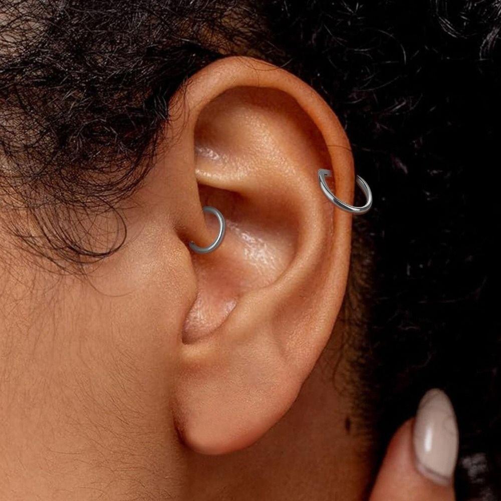 D Shape Ear Cartilage Piercing CZ 16G Nose Ring Hoop Septum Ring  Conch Helix Piercing