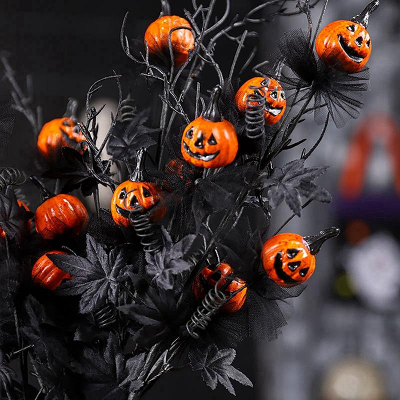 1/3pcs Creative Halloween Black Horror Pumpkin Cuttings Bouquet Decorations for Home Party Decorations