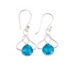 Swiss Blue Topaz Gemstone 925 Sterling Silver Handmade Earrings 1.50" For Wife EE-2-8